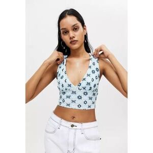 Urban Outfitters NWT UO Phoenix Plunging Tie-Back Tank Top Sz M Butterfly Flower